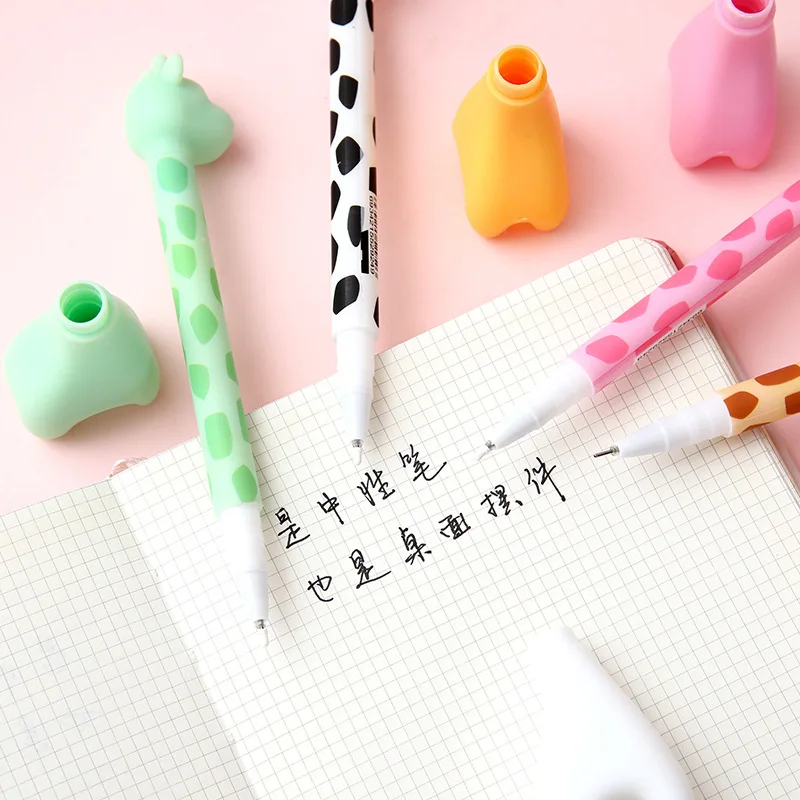 Imagem -05 - Kawaii Standing Caneta Neutra Black Ink Gel Canetas Adorável dos Desenhos Animados Signature Pen Papelaria Escola Kawaii 0.5 mm 20 Pcs por Lote