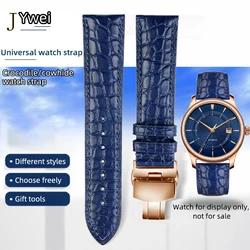 Crocodile Skin Watch Strap 16mm 18mm 19mm 20mm 21mm 22mm Bracelet For IWC Omega Rossini Longines TAG Heuer Blue Leather strap