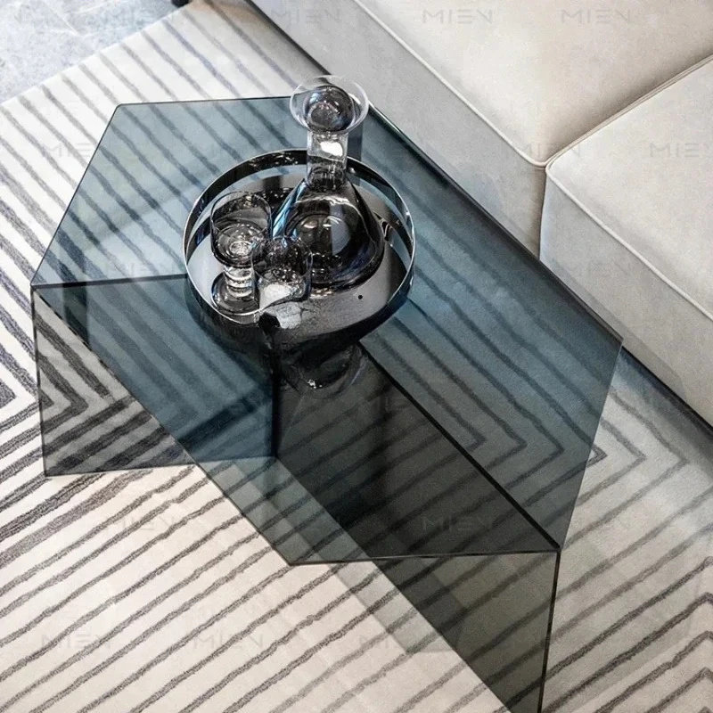 

Acrylic Coffee Table Living Room Polygon Coffee Table Blue Organic Glass Tea Table