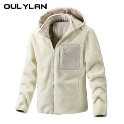 Fashion Men's Casual Windbreaker Jackets Hooded Jacket Man Outdoor Soft Shell Winter Coat Clothing Warm Fleece