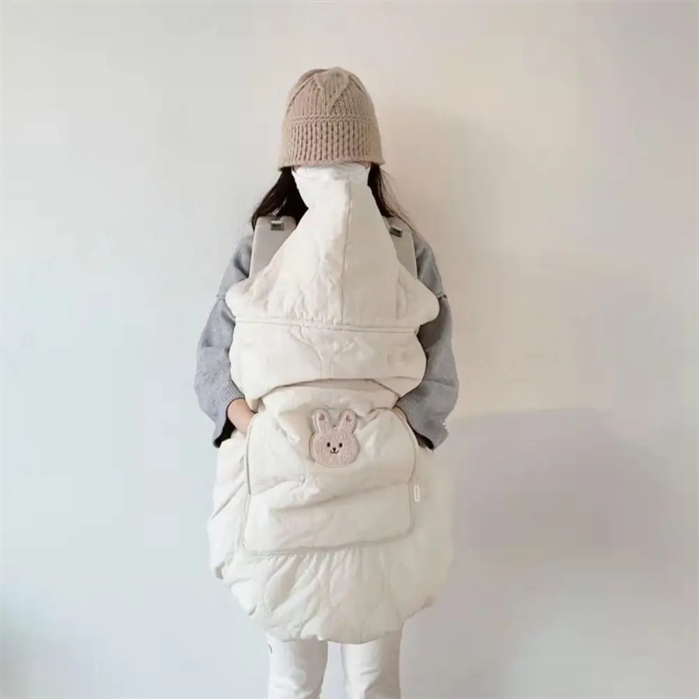 Manta para cochecito de bebé con oso de dibujos animados, capa con capucha para bebé con cintura ajustable a prueba de viento, cómoda y gruesa, cubierta para carrito para niños pequeños