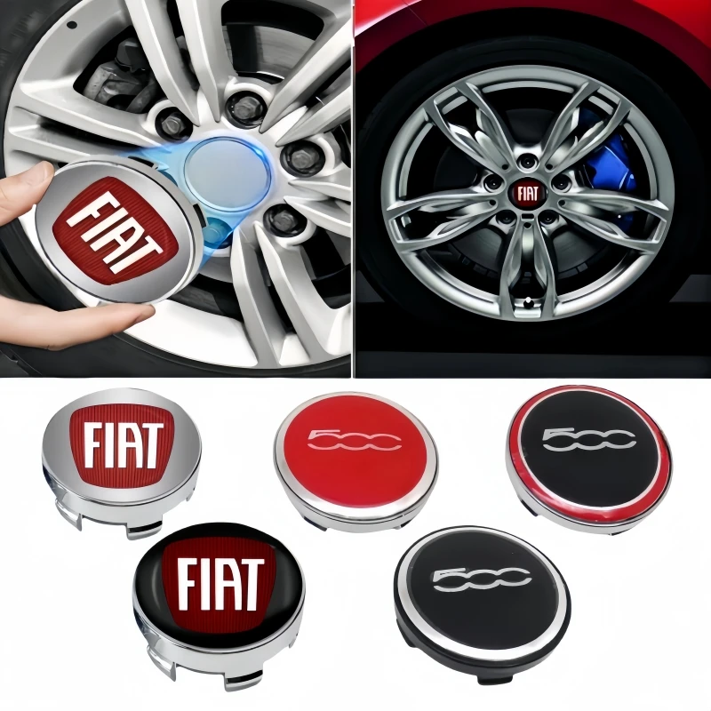 56mm/60mm for Fiat 500 Logo Car Wheel Center Hub Caps Stickers Grande Punto Abarth Tipo Panda Ducato Freemont Doblo Accessories