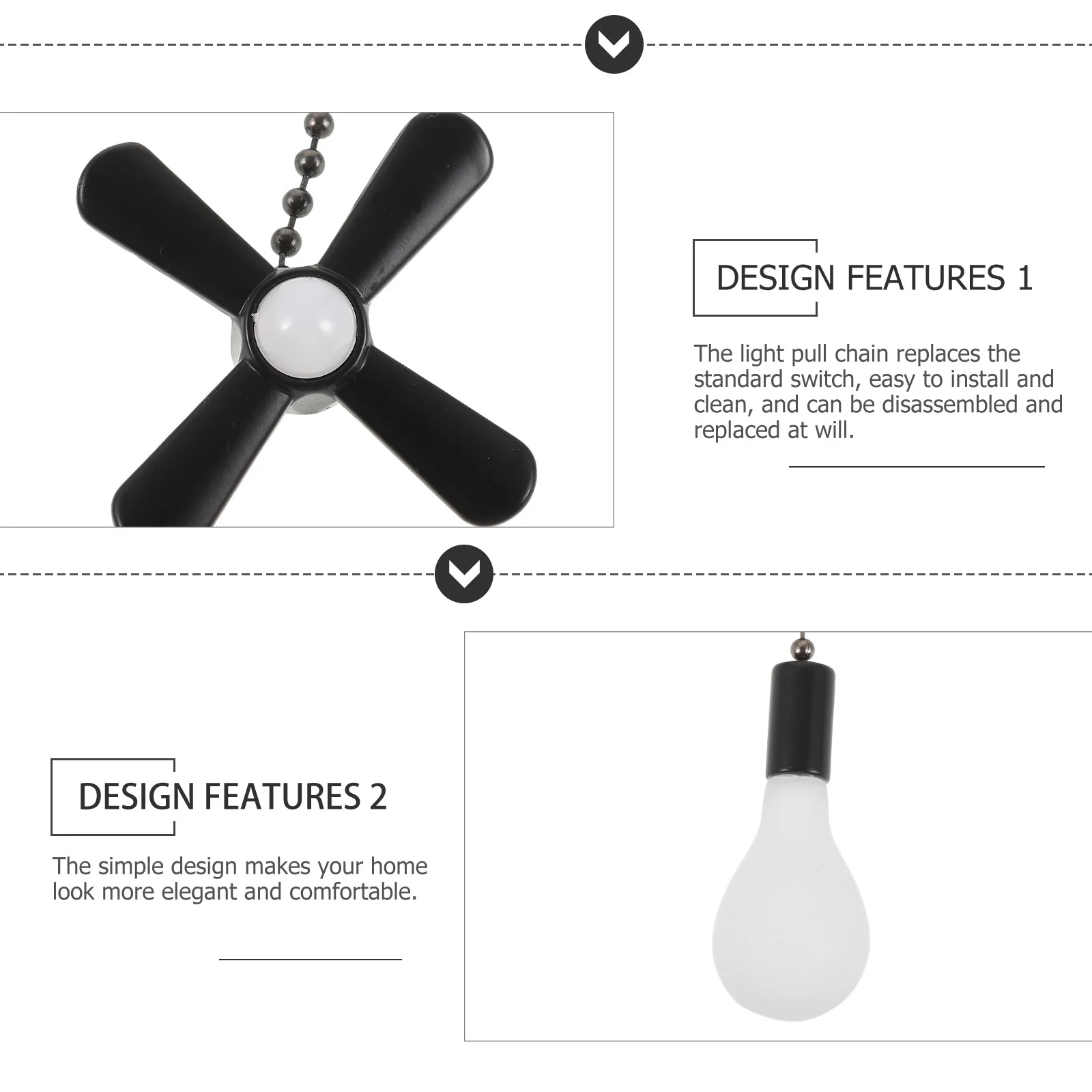 2 قطعة سلسلة سحب من الفولاذ المقاوم للصدأ موسع زجاج قلادة ضوء مروحة السقف الملحقات دائم سهلة التركيب سلسلة سحب #3