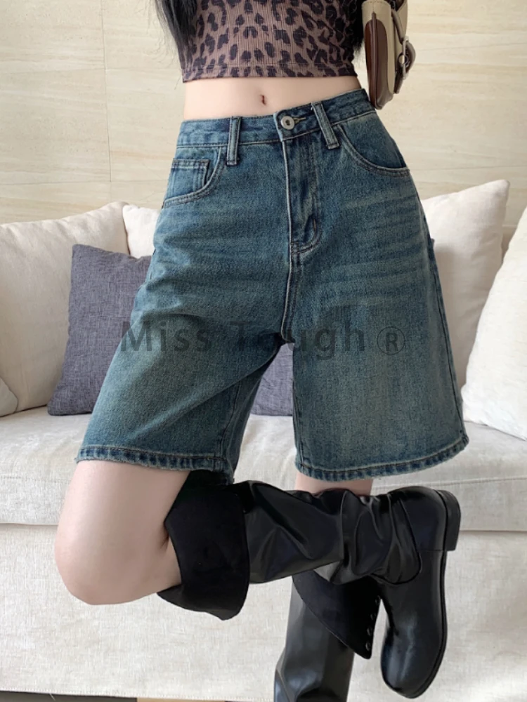 Casual Chic High Waist Wide Leg Pants Women Fashion Designer Thin Loose Cowboy Pant Female Aesthetic Retro Wash Natural Cowboy