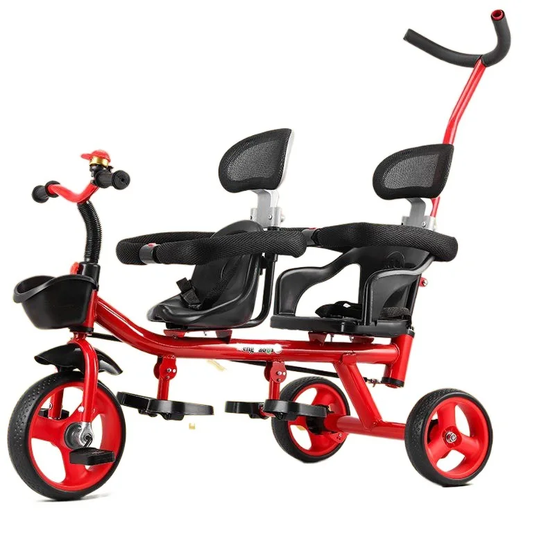 Children's Tricycle Double Baby Bike Twin Stroller Baby Light Stroller Large 1-3-6 Year Old Stroller Accessories