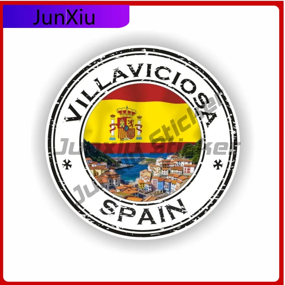 

Villaviciosa Spain Seal Funny Laptop Weatherproof Sticker Graphic Round Sticker Accessory Decoration Boat Laptop Fade