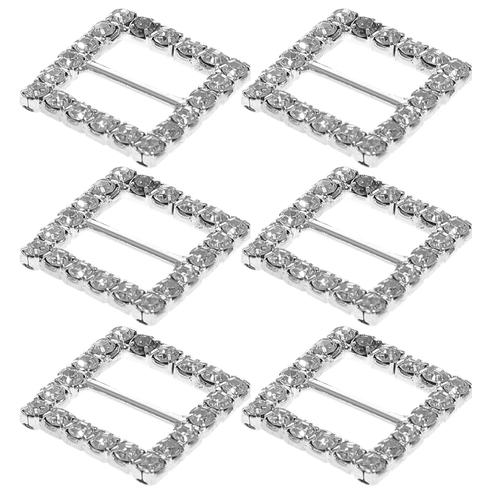 

10pcs Square Shaped Rhinestone Studded Ribbon Buckle Sliders for DIY Craft Wedding Gift (Silver) Ribbon sliders