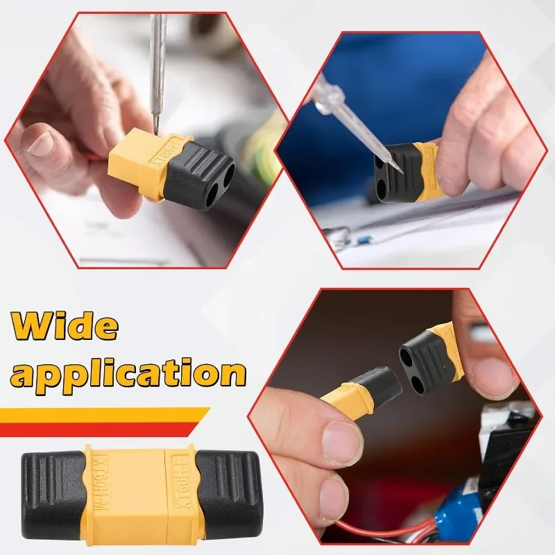 XT60 Stecker- und Buchsenadapter, Kabelverbinder, Stromstecker mit Gehäuse für Lipo-Akkus, RC-Flugzeuge, Autos und Motoren – Detail 7