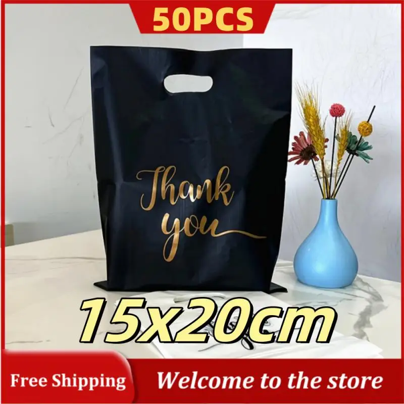 Black Thank You Gift Bag 50PCS 20x30cm Plastic Candy Cookie Wedding Birthday Party Treat Bag Shopping Christmas Shopping Bag