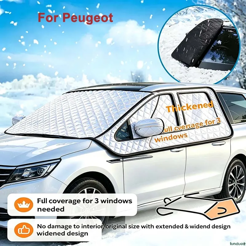 For Peugeot Partner Citroen Berlingo II 2008-2016 Magnetic Extra Thick Car Windshield Winter Snow Cover Summer Sunshades
