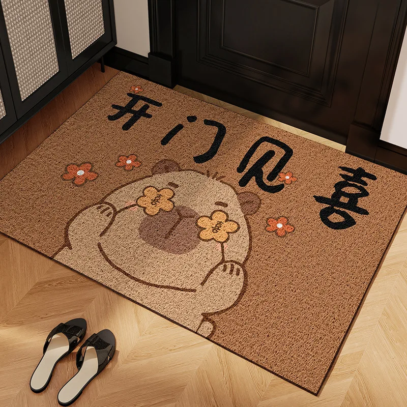 Joyous Red Printed Pvc Entrance Mat Dust Removal Anti-Skid Floor Carpet for Office Modern Comfortable Dirt-Resistant Footpad