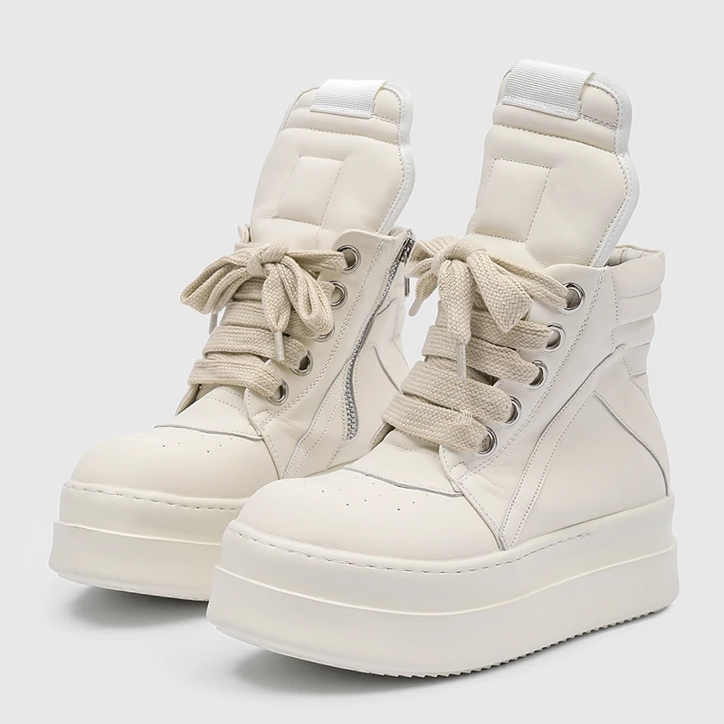 Men High-quality Inverted Triangle Boots with A Niche Design of Increased Ventilation Perforated Holes Cool Casual Fashion Boots