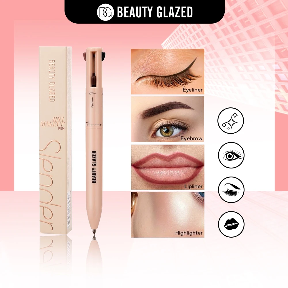 Beauty Glazed-Stylo de maquillage 4 en 1 pour eye-liner, surligneur, crayon cosmétique étanche, multifonction, beauté