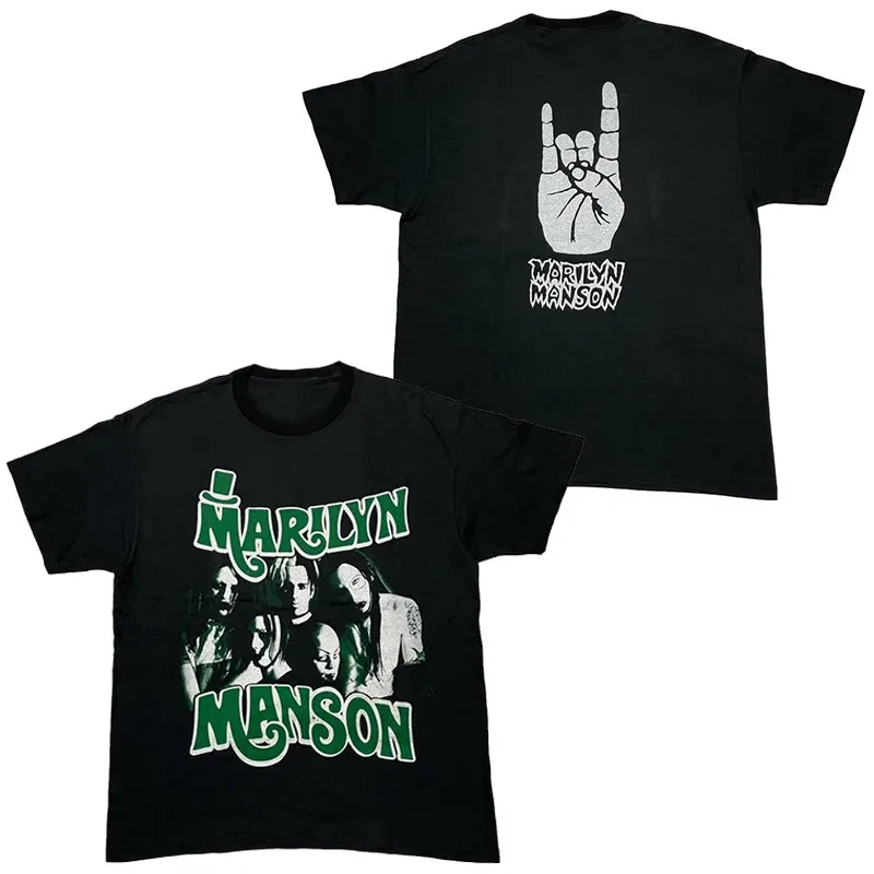 Summer New Marilyn Manson Abstract American Retro Oversized Streetwear Summer Short-sleeved T-shirt