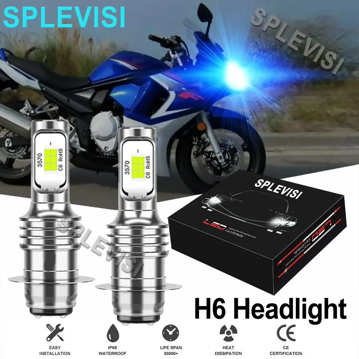 Motorcyle LED Headlight Bulbs 8000K For Suzuki Vinson 500 2002-2007 King Quad 250 1996-1998 300 1991-2002 700 2005 2006 2007