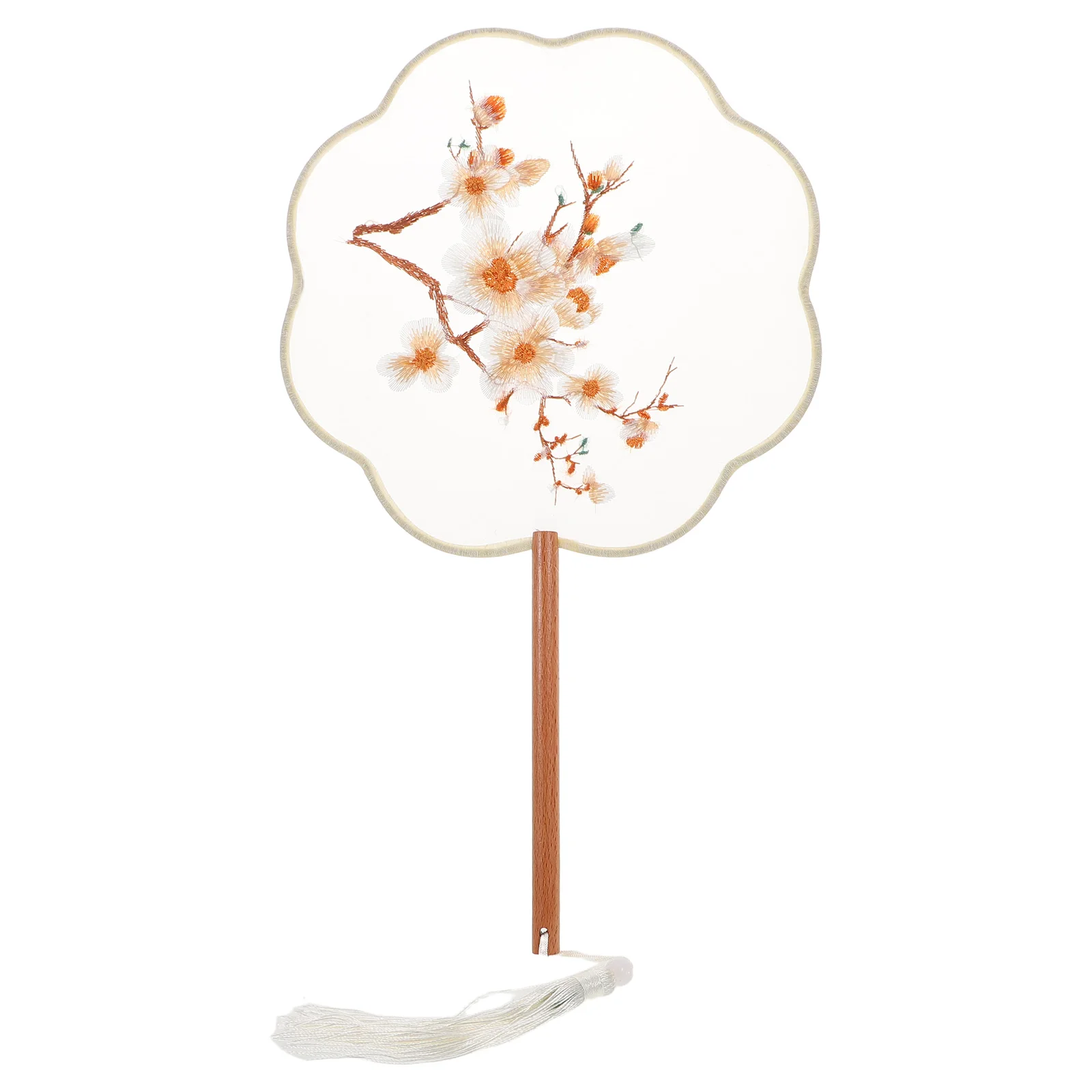 

Embroidery Round Fan Ancient Style Chinese Handmade Beach Fans Adults Folding Dance Fabric Bamboo Silk Cloth Kids Summer Fan