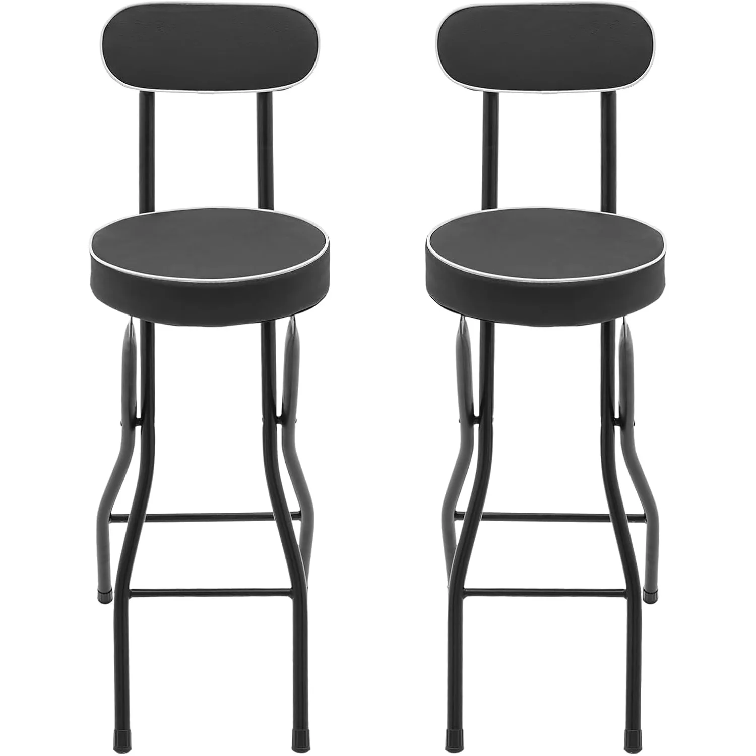 

2 PCS Folding Stool with Back 38.5 inch Tall Foldable Stool with Cushioned Padded Folding Bar Stools Metal Portable Chair Stools