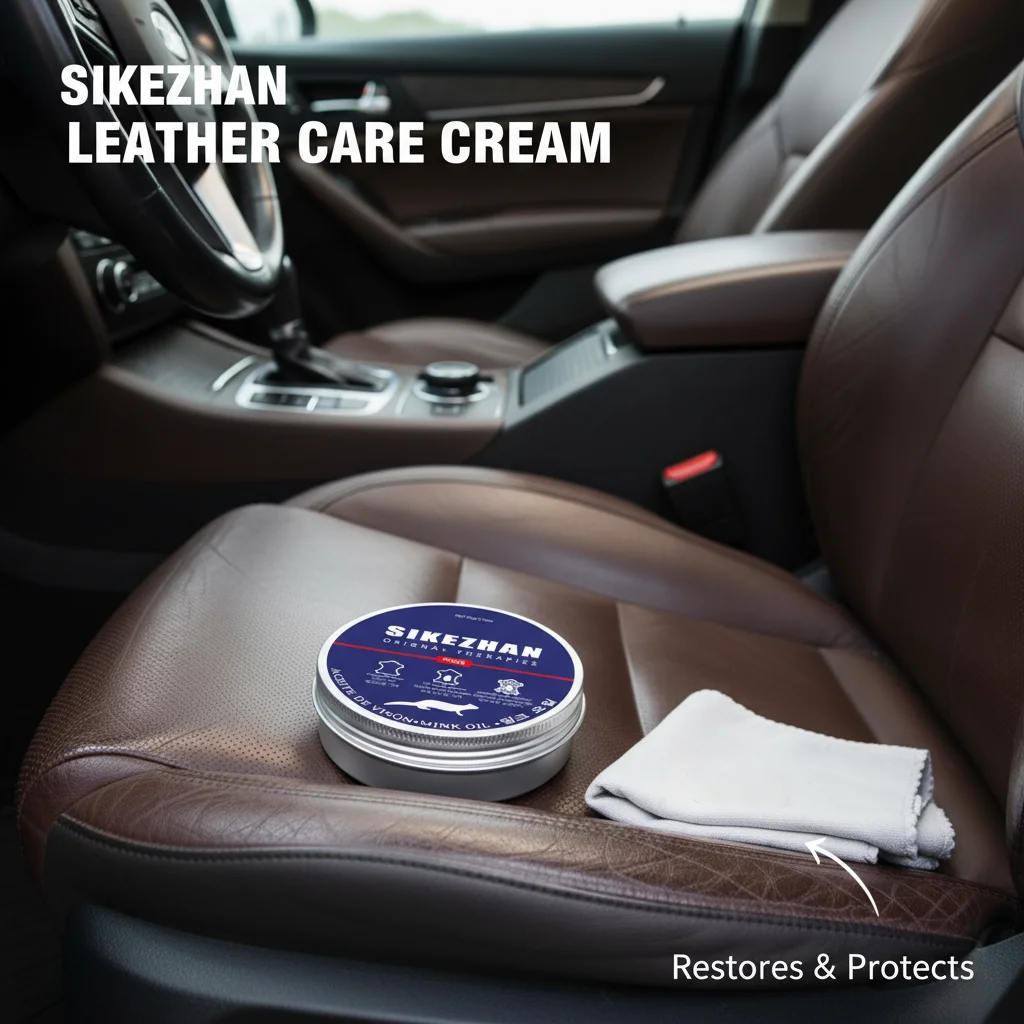 

Premium Car Leather Seat Conditioner – Natural Mink Oil Cream, Restore Shine, Prevent Cracks and Protect Auto Interior Leather