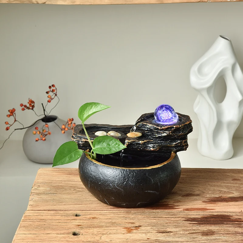 

Flowing Water Fountain, Fengshui Wheel Ball, Wealth Making Ornament, Circular Decoration, Humidifier, Water View, Small Rocket