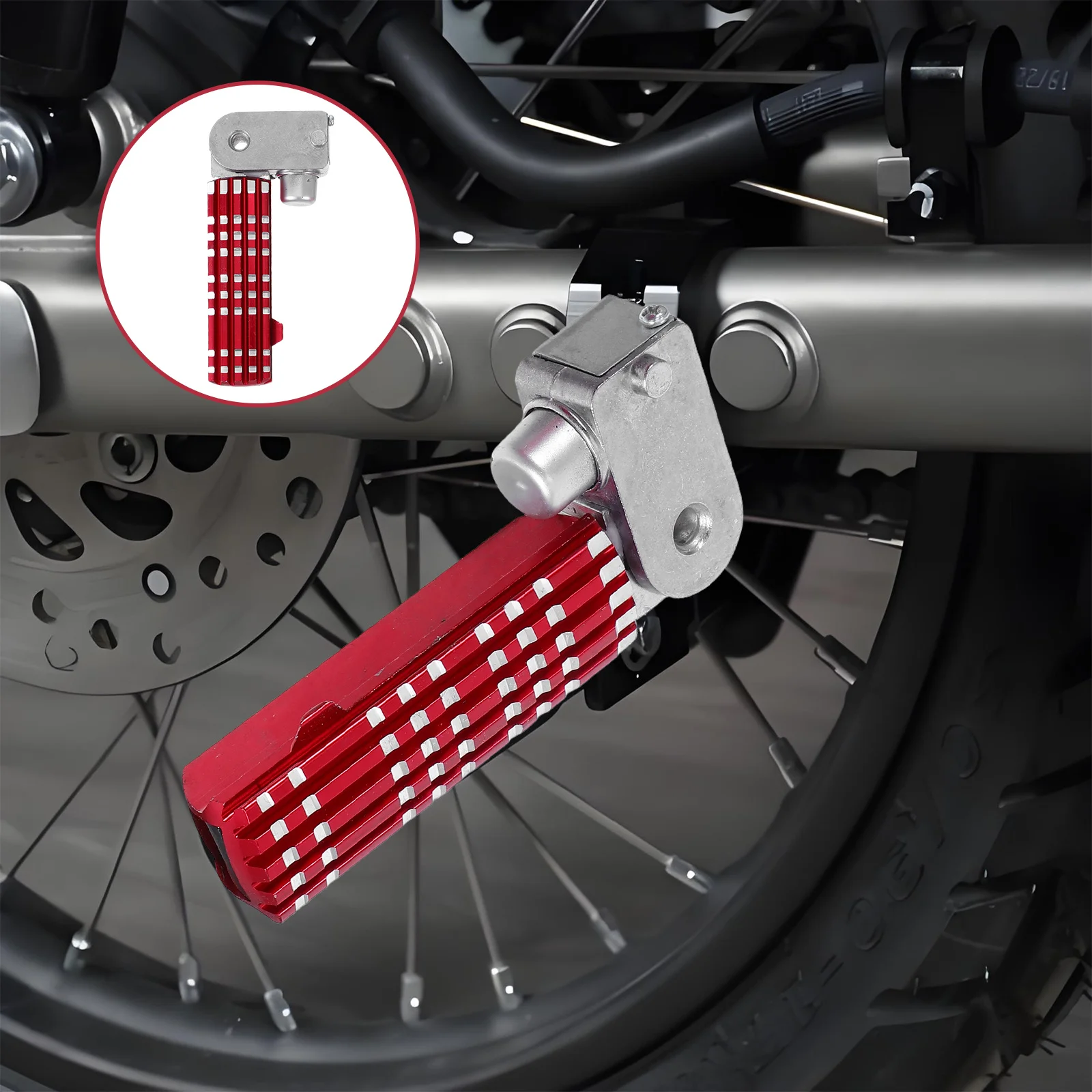 

2Pcs Motorcycle Rear Passenger Folding Foot Peg Universal Aluminum Alloy Non Slip Footrest Pedal Bracket Stand