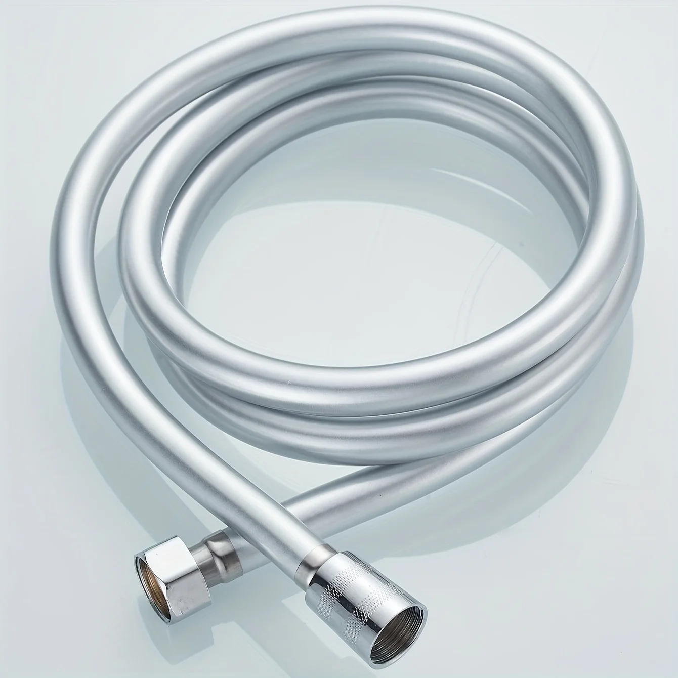 

A 59.06-inch silver PVC pipe, a 59.06-inch shower hose, PVC water pipe, hot water heater pipe, and shower head connection hose