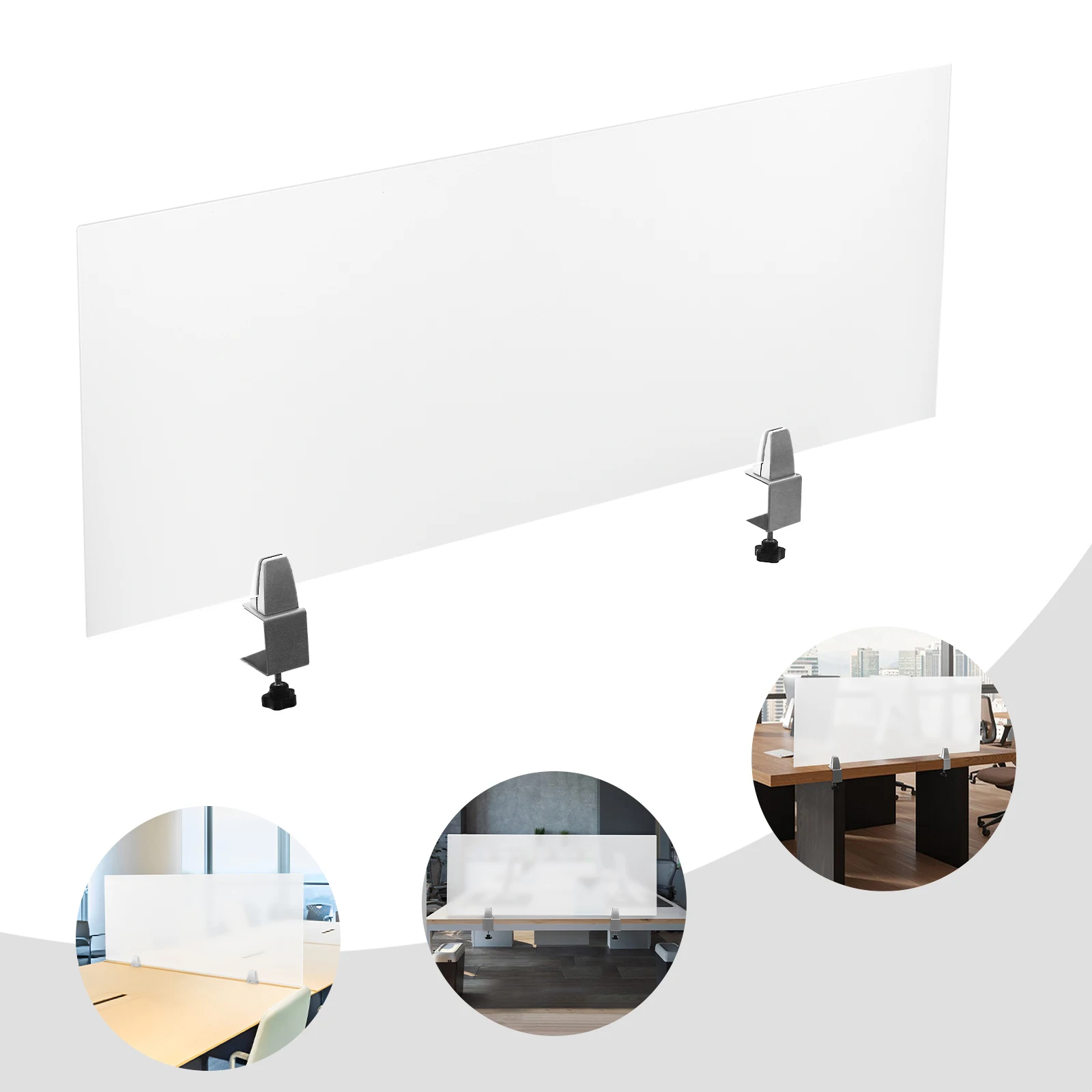 Cubicle Privacy Partition, Thick Acrylic, Stable, Modern Style, For Study, Reception, Soundproof, Easy To Install, C-Clamps