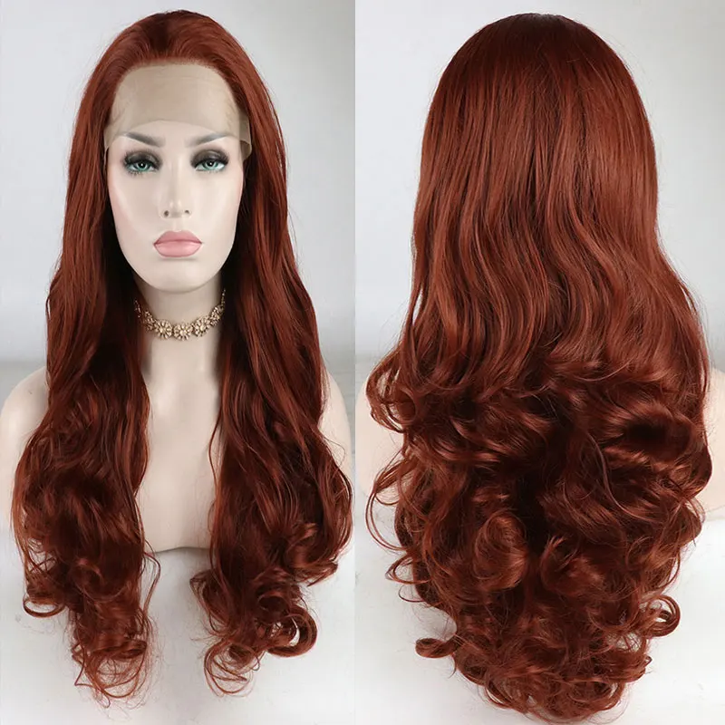 Orange Deep Wave Synthetic 13x4 Lace Front Wigs High Quality Heat Resistant Fiber Hair Natural Hairline Free Parting For Women