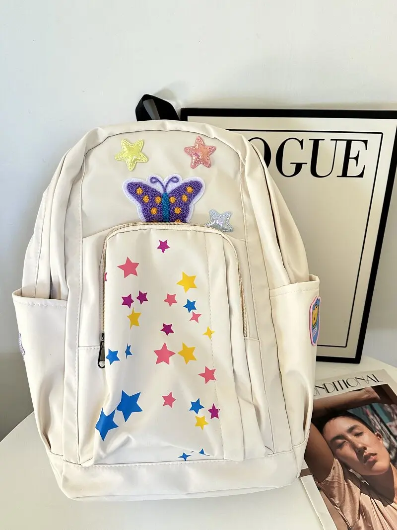 

Новый школьный рюкзак 2026 года для студентов, повседневный, с принтом звезд, большой вместимости, для девушек-миллениалов, милый, стильный, нейлоновый рюкзак для женщин