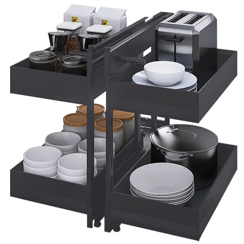 Armoires à paniers d'angle, paniers à condiments, étagères d'angle de cuisine