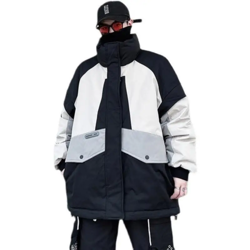 

2022 Fashion Men's Down Jacket Warm Patchwork Parkas Streetwears for Man Casual Thick Padded s Hip Hop