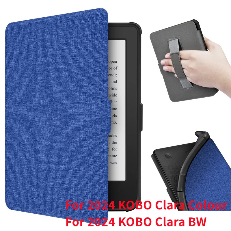 Magnetic Case for Kobo Clara Colour / Clara BW 2024 / Clara 2E 2022 Soft TPU Back with HandStrap Smart Auto Sleep/Wake Up Cover