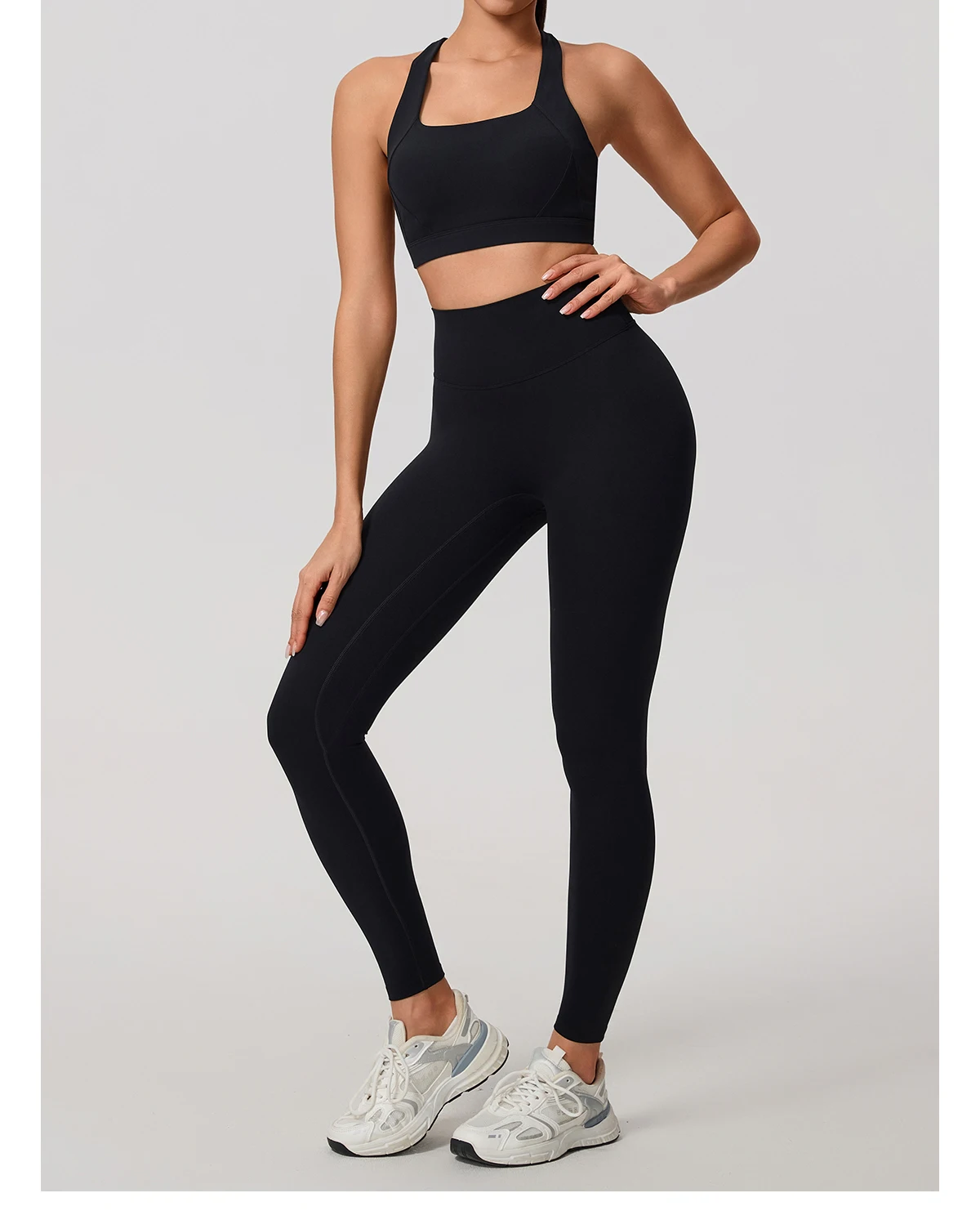 Hearuisavy Damen Yoga-Set mit Rückenfreiem Sport-BH und Hochtaillierter Leggings, 2-teiliges Workout-Outfit für Fitness, Laufen und Training – Detail 20