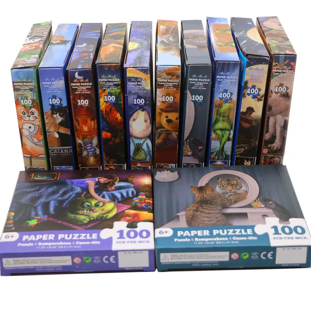100 sztuk układanka montaż obraz pies zwierzęta dekompresja puzzle zabawki dla dorosłych dzieci dzieci prezenty edukacyjne