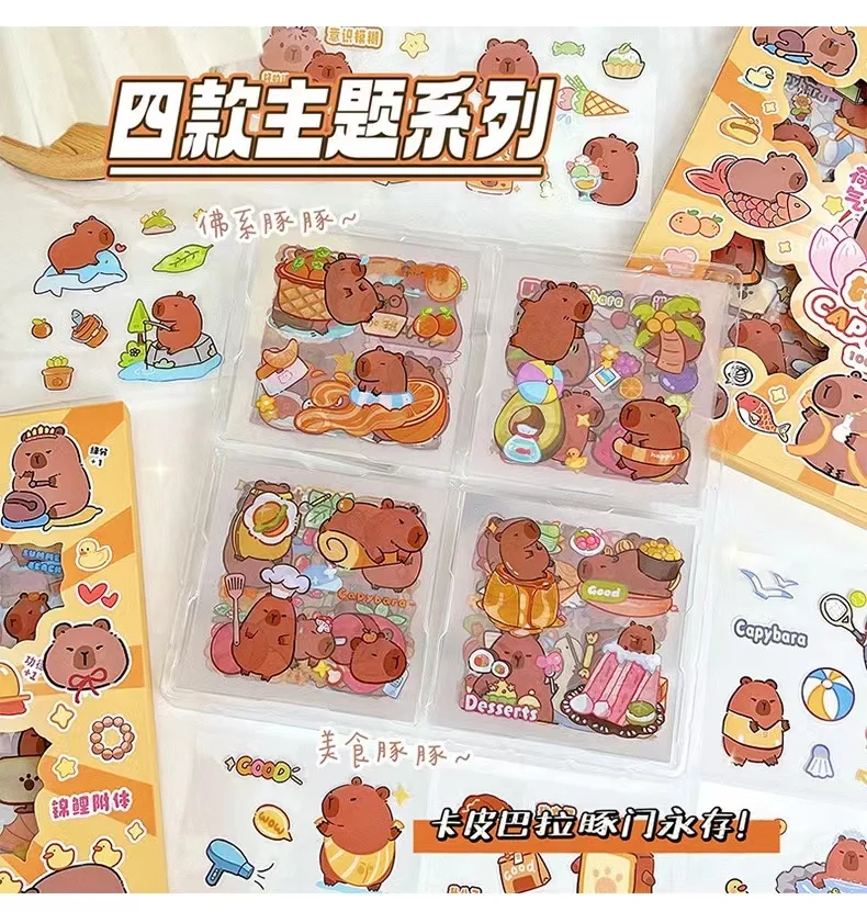 Imagem -03 - Kawaii Capybara Stickers Pack Material Escolar Decoração do Diário Diário Sketchbook Scrapbooking Papelaria Estética Bonito