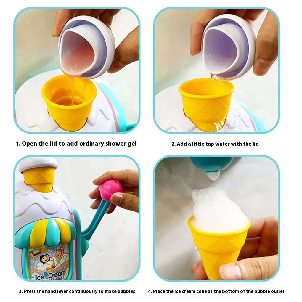 Bathing Playtime Cream Bath Frother Bubble Maker Toy For Kids Ice Cream Bath Toy Baby Toy