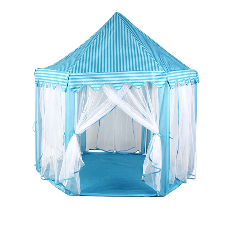 Tienda de juegos hexagonal para niños, castillo grande azul para interiores y exteriores, tela Oxford, casa de juegos para niños, casa de juegos para niñas, Castillo para niñas