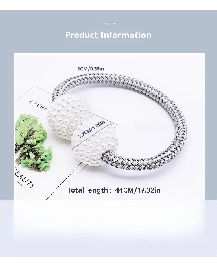 Concise Style Magnetic Curtain Tiebacks Pearl Ball Home Curtain Buckle European Decoration Weave Clips Rope Straps