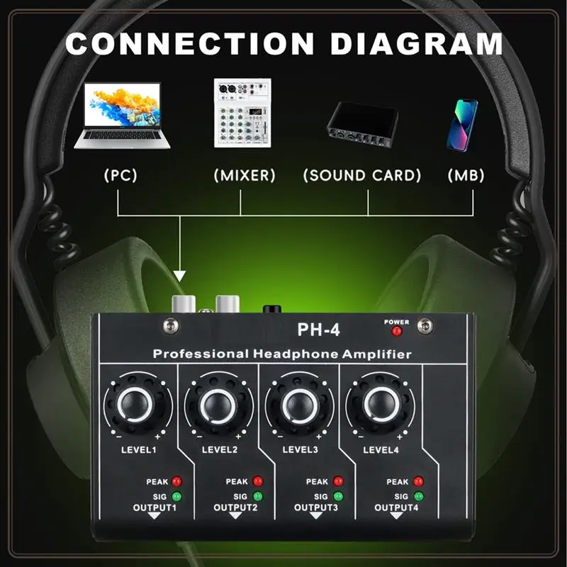 موثوقة-مضخم ضوت سماعة الرأس نظام صوت ستيريو 4 قناة التحكم Alonecontrol حجم ، مضخم ضوت سماعة الرأس نظام صوت ستيريو 4 قناة