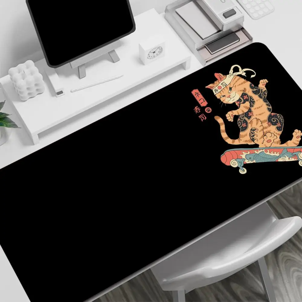 

Коврик для мыши суши оранжевый кот японский черный коврик для компьютерного стола аксессуары для клавиатуры большой размер коврики для мыши для спальни