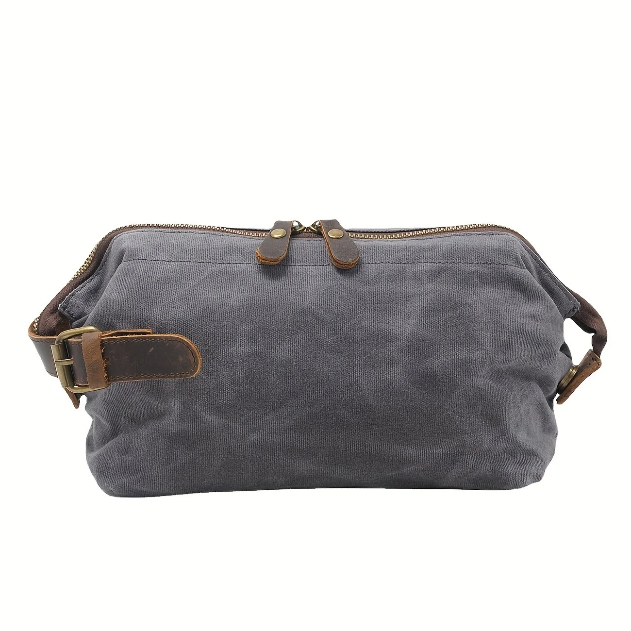 oil wax canvas with cowhide toiletry bag Europe and the United States retro storage key toiletry bag cowhide wrist bag