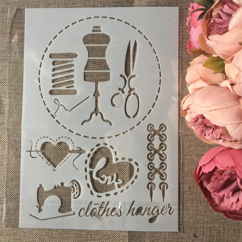 Stencils decorativos para scrapbook, tamanho a4, diy, diy, diy, pintura, coloração, gravação, álbum, 4 pcs/set