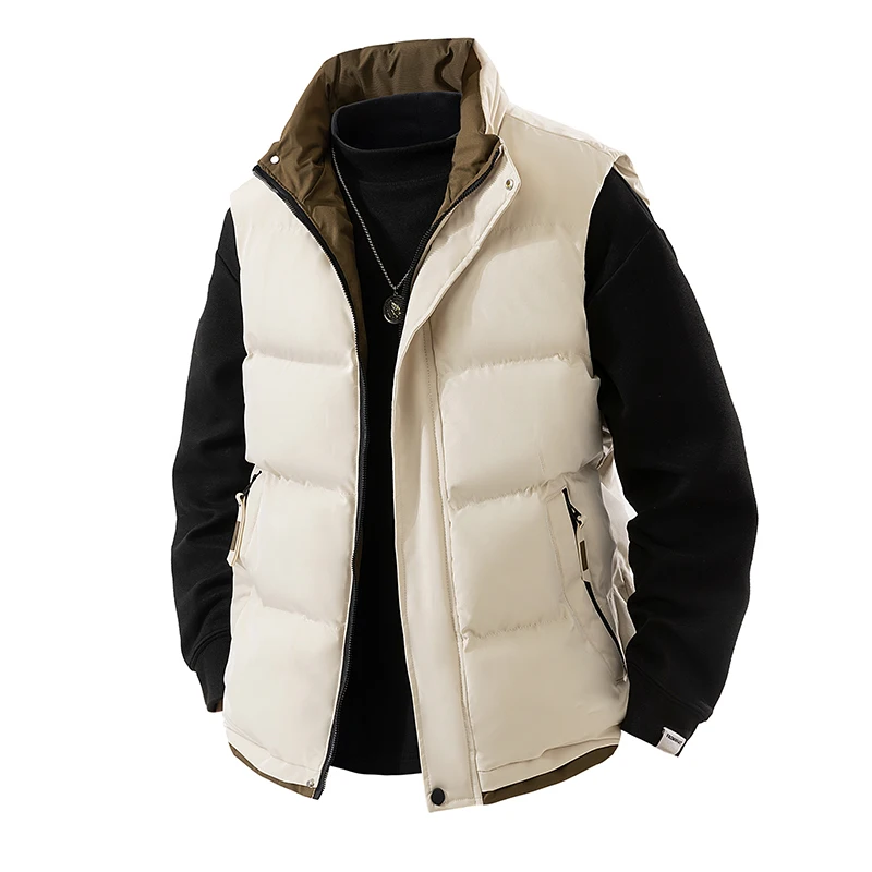 

Men's Autumn Winter Vest Casual Outdoor Faion No Sve Jaet Stand Collar Color Blo Design Warm Versatile Leisure Outer...