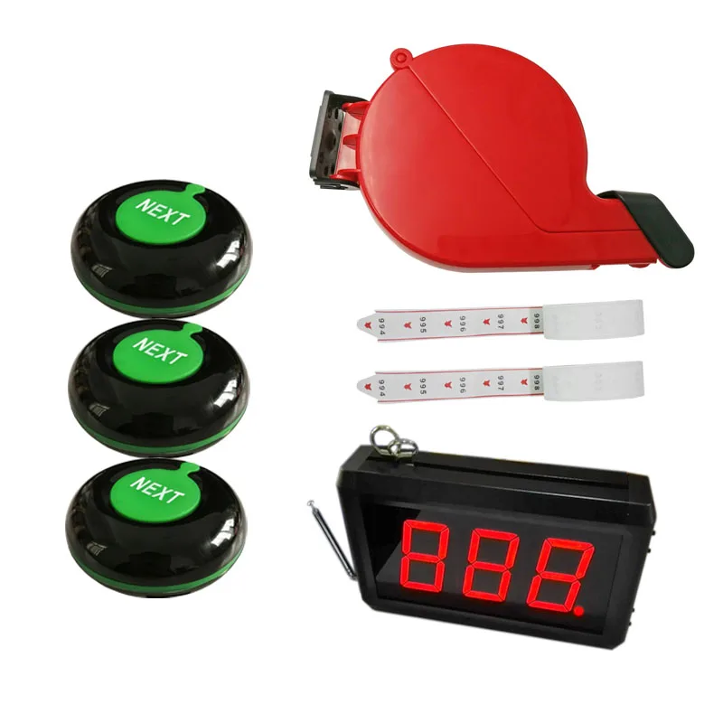 Wireless Queue Calling System Take A Number LED Display Number Calling System 1 Display 3 Buttons and Ticket Dispenser for Bank