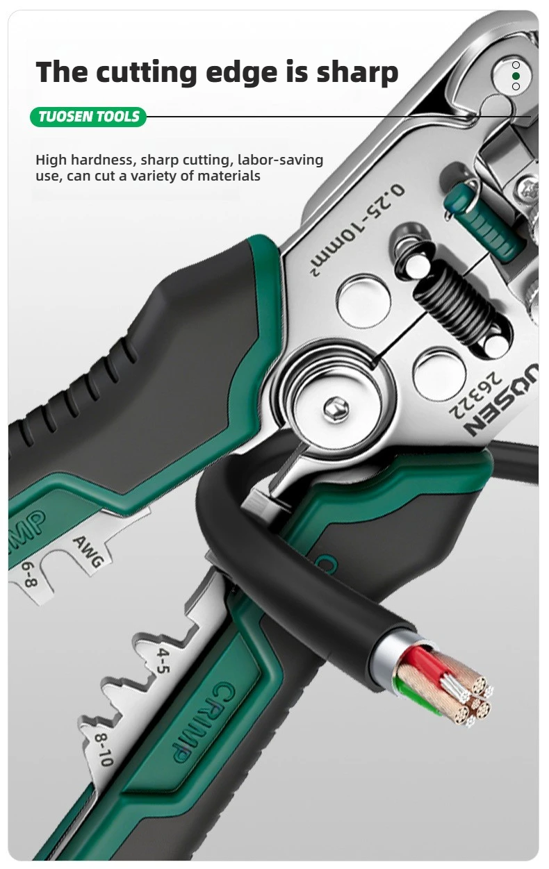 TUOSEN Wire Stripper Self-adjusting Cable Cutter Crimper Automatic Wire Stripping Tool Cutting Pliers Tool for Industry