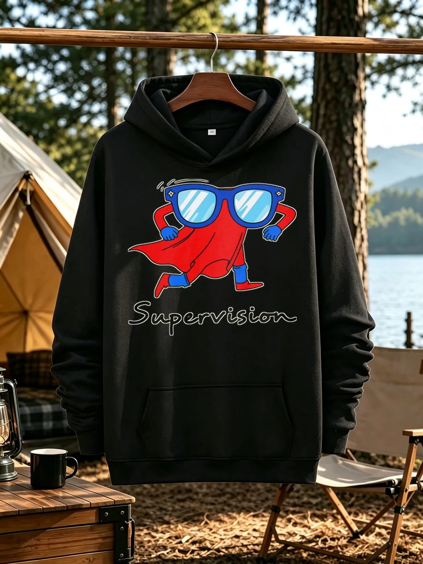 Men's Crew Neck Sweater, Daily Casual Outdoor Wear, Cold Superhero Glasses Pattern Jumper, Classic Trend Regular Version Top, Suitable for Autumn and Winter Daily Parties and Weekend Activities