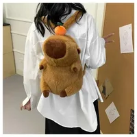 Kawaii Fashion Capybara Plush Backpack Mini Fur Shoulder Bag Children's Knapsack Gift for Girlfriend Cute Animal Doll Bag 3