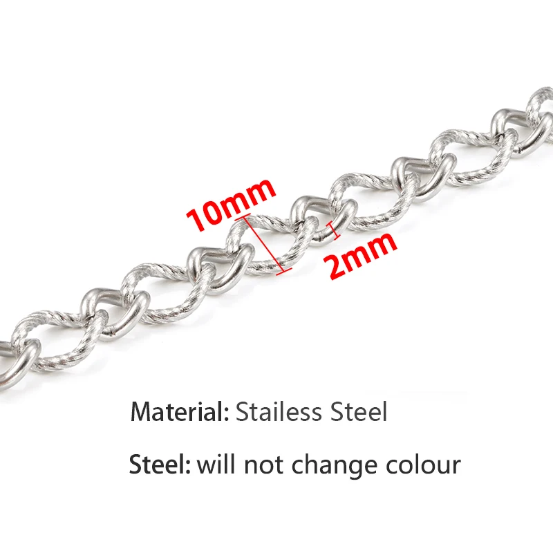 Stainless Steel Twisted Chain For Jewelry Making Women Accessories Spiral Twists Chains Men Bracelet Necklace DIY Craft Supplies