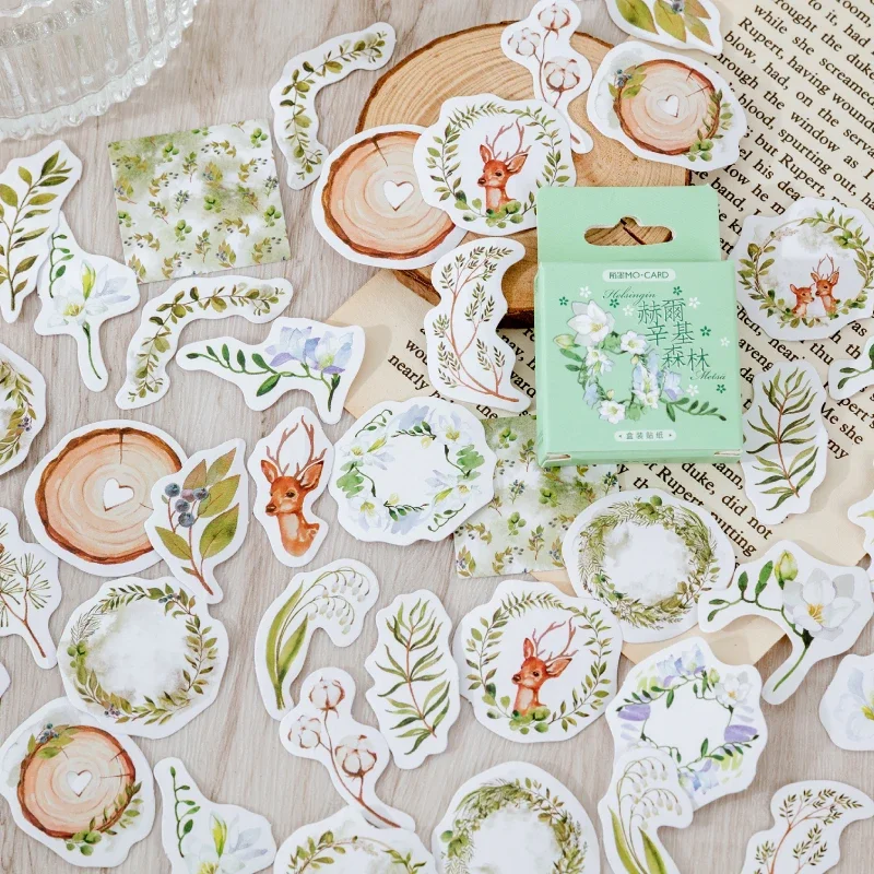 46pcs Stickers Animal stickers Decoration Sticker Flakes Scrapbooking Gift School Supplies Stationery Scrapbook forest fawn Deer
