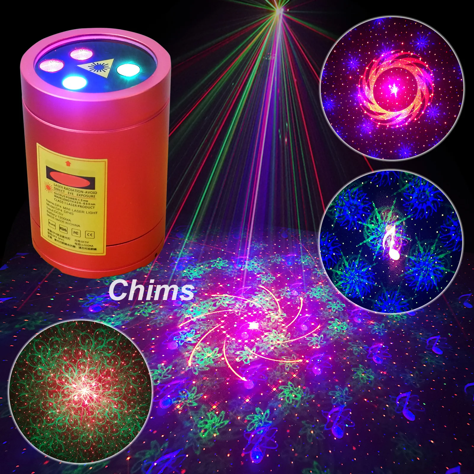 Chims Mini Laser Lights Portable RGB 32 Patterns Gobos Starry Sky Projector Family Dance Music DJ Wedding Festival Party Camping