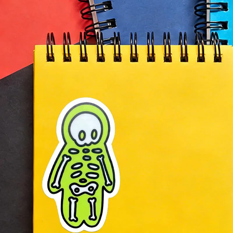 Green Skull Stickers - Cute, Comfortable, Soft Girl Aesthetics, Suitable for decorating laptops and diaries